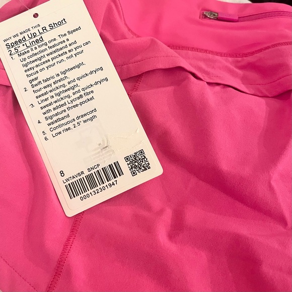 NWT- Lululemon Speed Up LR Short
2.5" *Lined Sonic Pink. Size: 8 - Picture 9 of 9